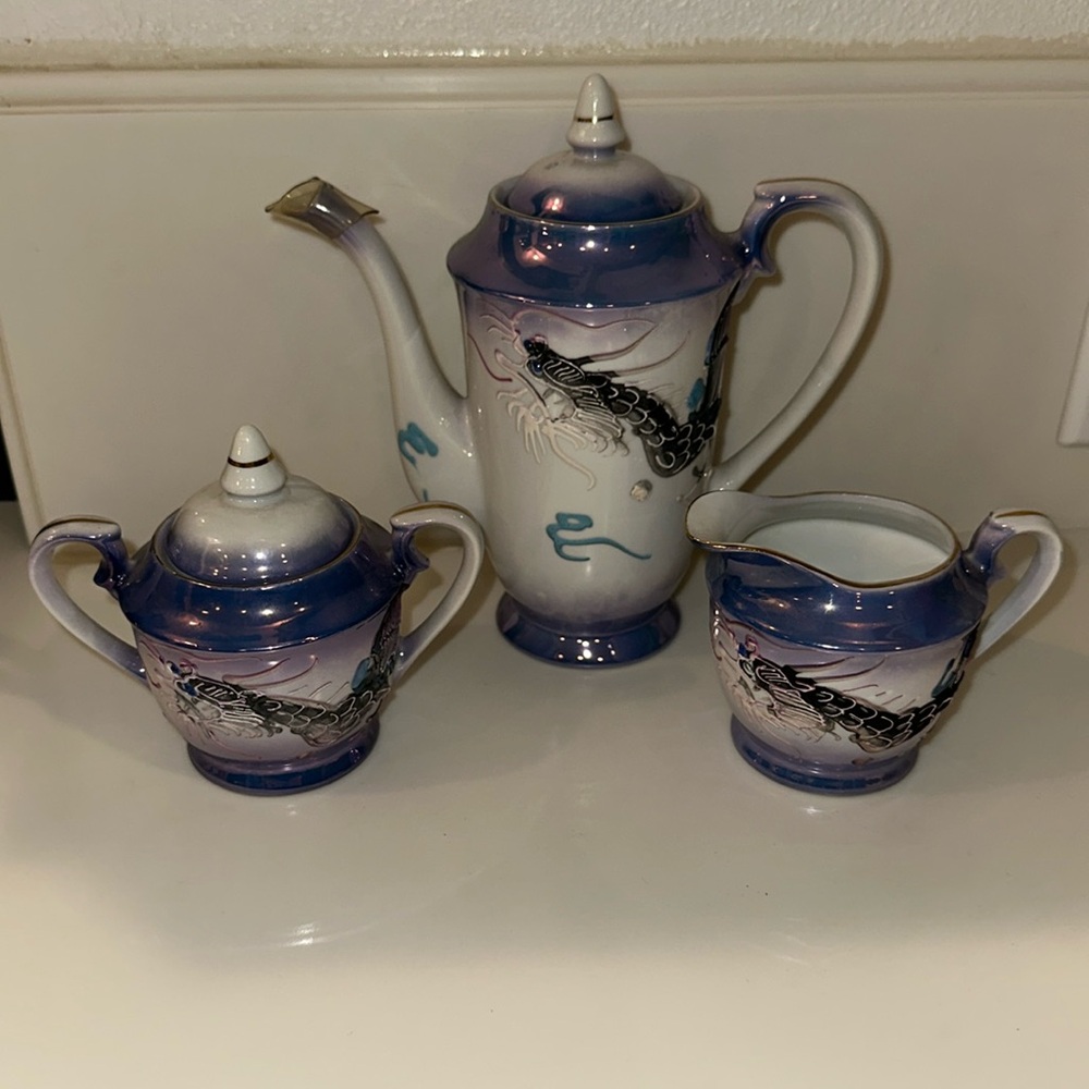 DRAGONWARE Creamer, Sugar and Pitcher Vintage Made in Japan